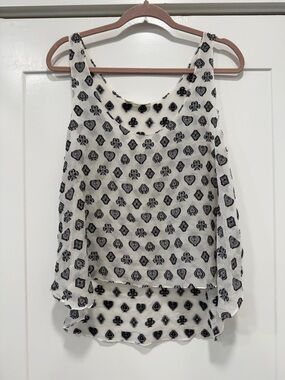 Chloe Fil Coupe silk blend White Sleeveless Tank with Black Motif Print